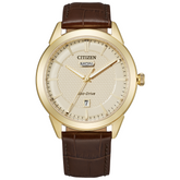 Citizen Rolan Goldtone Watch with Leather Strap AW0092-07Q